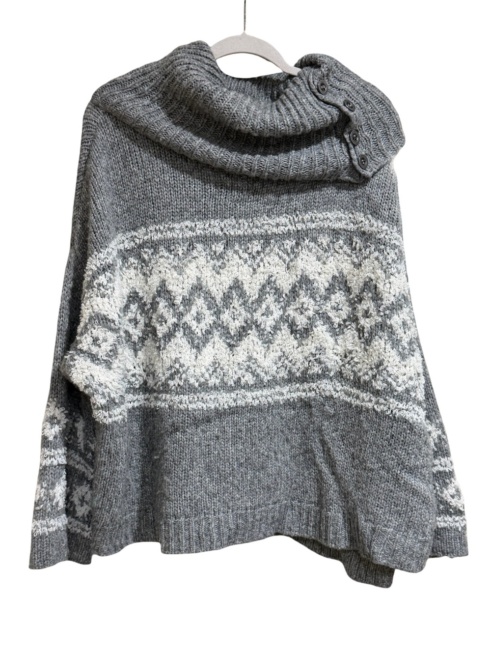 โจโ Free People Ragnar Chunky Cowl Neck Sweater Wool Blend Size Large - Picture 4 of 11